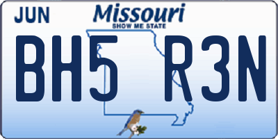 MO license plate BH5R3N