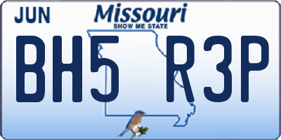 MO license plate BH5R3P