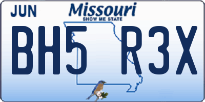 MO license plate BH5R3X
