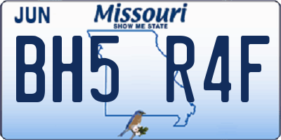 MO license plate BH5R4F