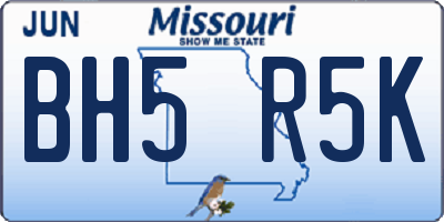 MO license plate BH5R5K