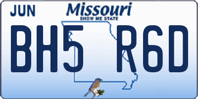 MO license plate BH5R6D