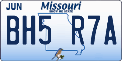 MO license plate BH5R7A