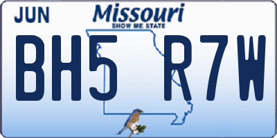 MO license plate BH5R7W