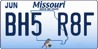 MO license plate BH5R8F