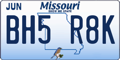 MO license plate BH5R8K