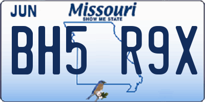 MO license plate BH5R9X