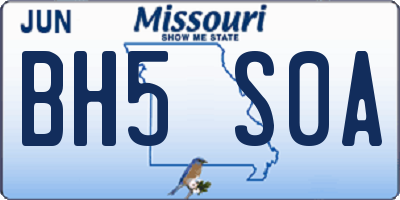 MO license plate BH5S0A