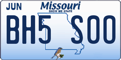 MO license plate BH5S0O