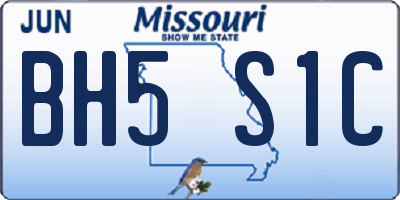 MO license plate BH5S1C