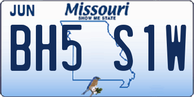 MO license plate BH5S1W