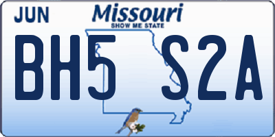 MO license plate BH5S2A