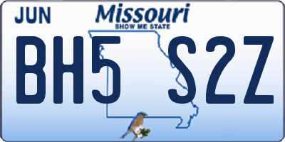 MO license plate BH5S2Z