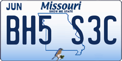 MO license plate BH5S3C