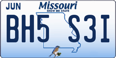 MO license plate BH5S3I