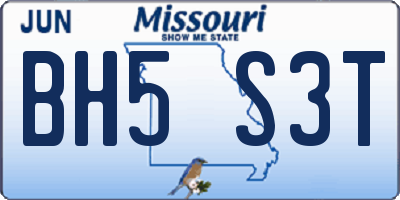 MO license plate BH5S3T