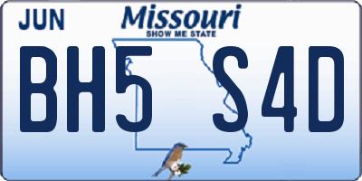 MO license plate BH5S4D