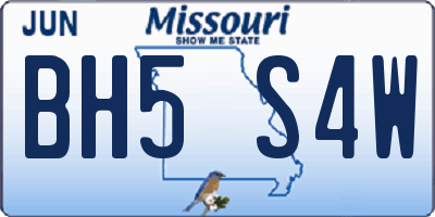 MO license plate BH5S4W