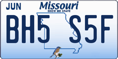 MO license plate BH5S5F