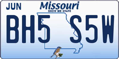MO license plate BH5S5W