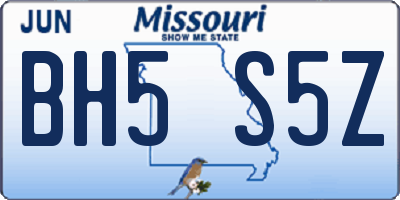 MO license plate BH5S5Z