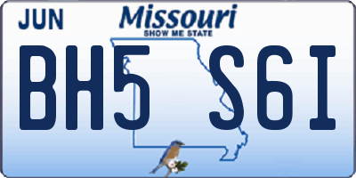 MO license plate BH5S6I