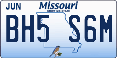 MO license plate BH5S6M
