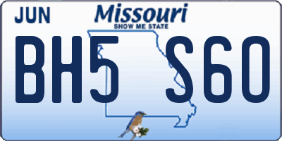 MO license plate BH5S6O