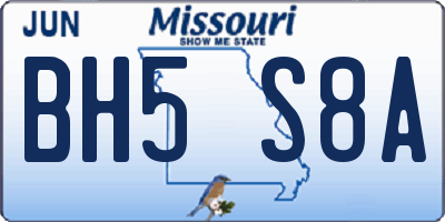 MO license plate BH5S8A