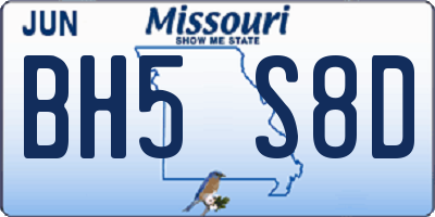 MO license plate BH5S8D