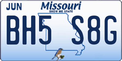 MO license plate BH5S8G