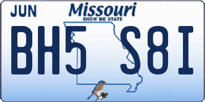 MO license plate BH5S8I