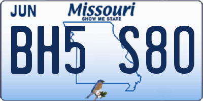 MO license plate BH5S8O
