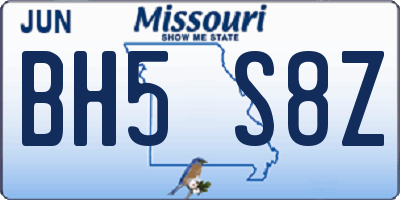 MO license plate BH5S8Z