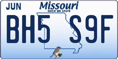 MO license plate BH5S9F