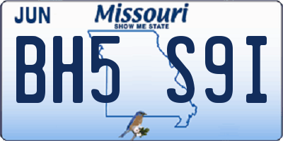 MO license plate BH5S9I