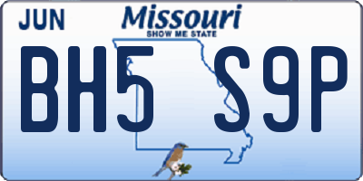 MO license plate BH5S9P