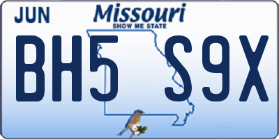 MO license plate BH5S9X
