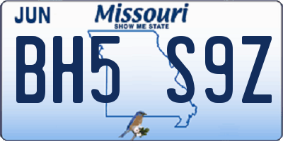 MO license plate BH5S9Z