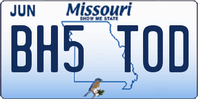 MO license plate BH5T0D