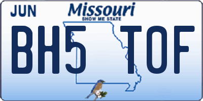 MO license plate BH5T0F