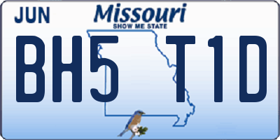MO license plate BH5T1D