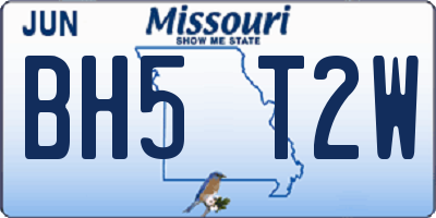 MO license plate BH5T2W