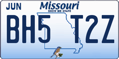 MO license plate BH5T2Z