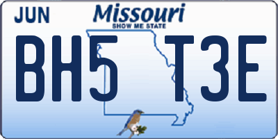 MO license plate BH5T3E