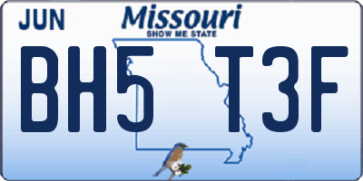 MO license plate BH5T3F
