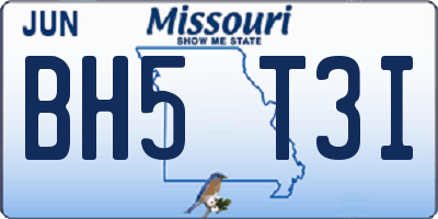 MO license plate BH5T3I