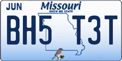 MO license plate BH5T3T
