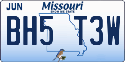 MO license plate BH5T3W