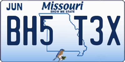MO license plate BH5T3X